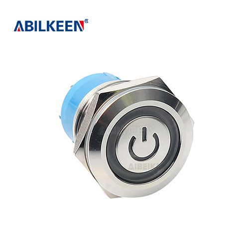 IB19Z-P10-E-Power 19mm Push Button Switch With ring Led power logo